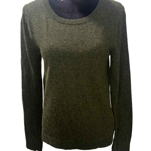 J.Crew Sweaters - J.Crew Teddie Sweater Womens Medium Olive Green Merino Wool CottonBlend Crewneck